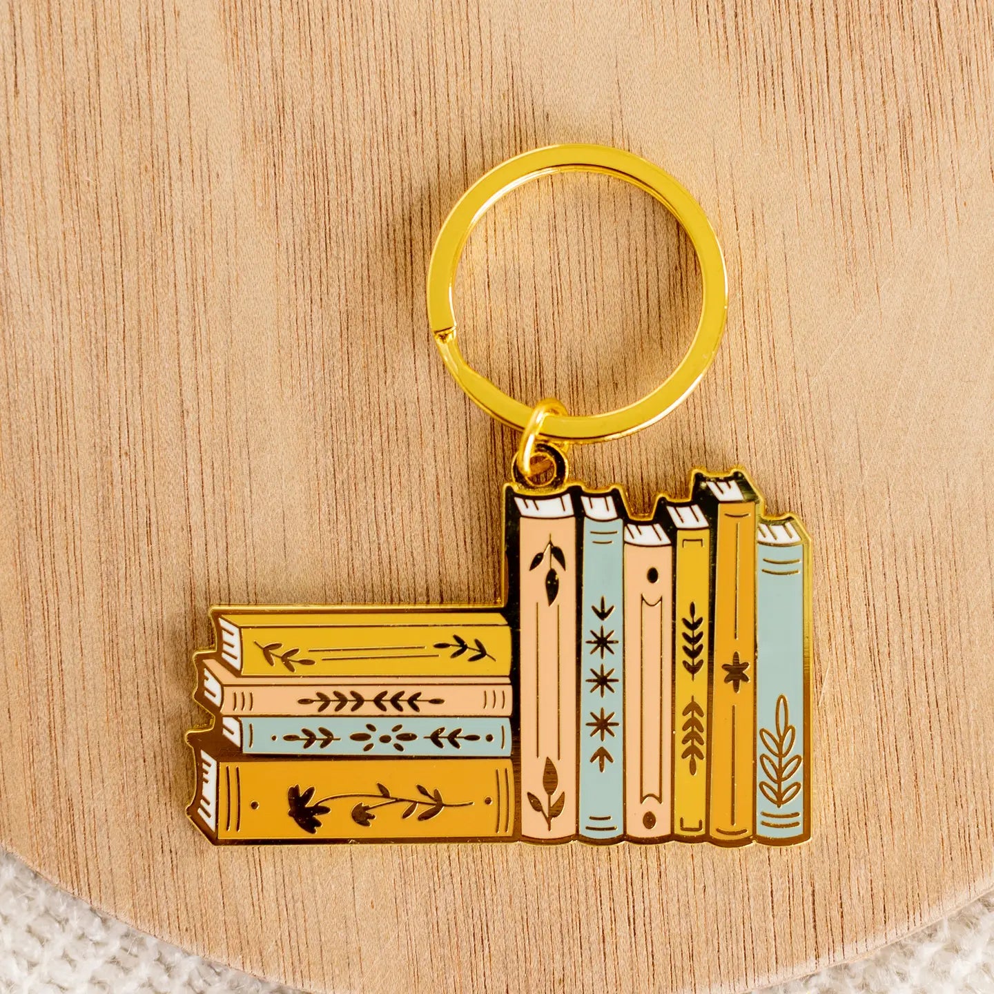 Stack of Books Metal Keychain