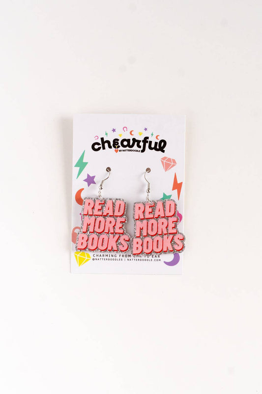 Read More Books Glitter Earrings, Lightweight Acrylic Dangle