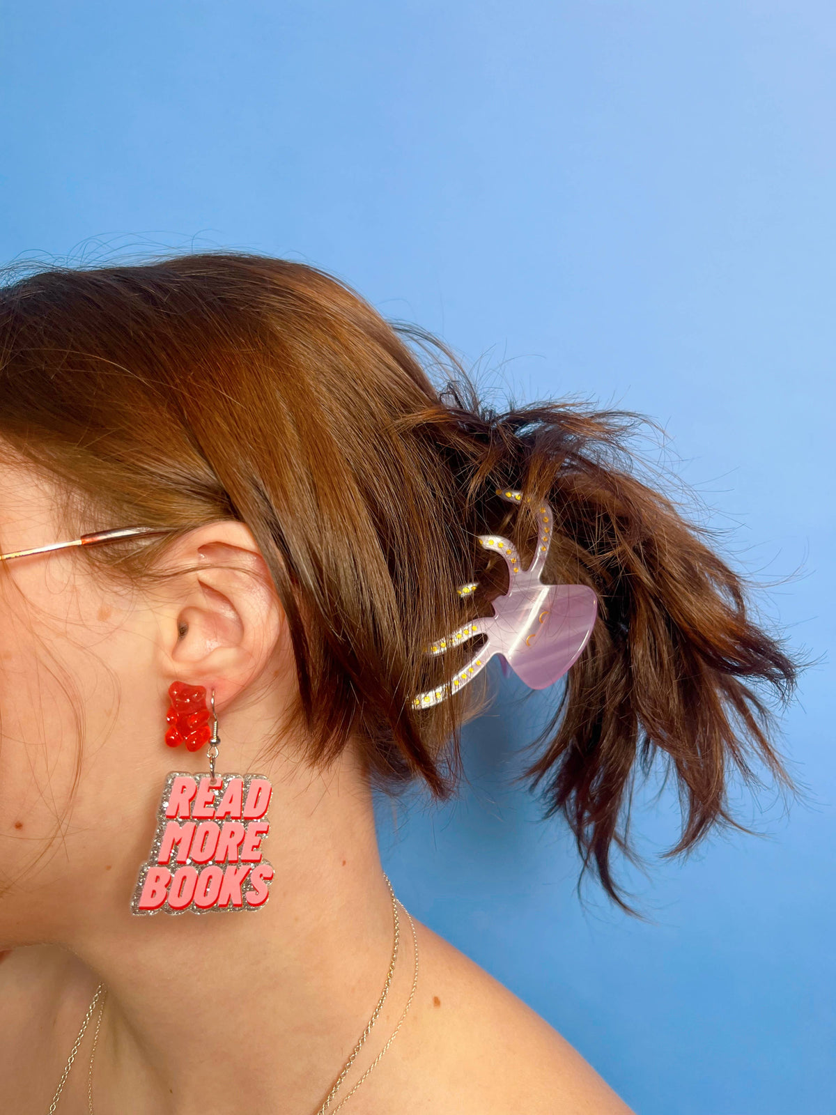 Read More Books Glitter Earrings, Lightweight Acrylic Dangle
